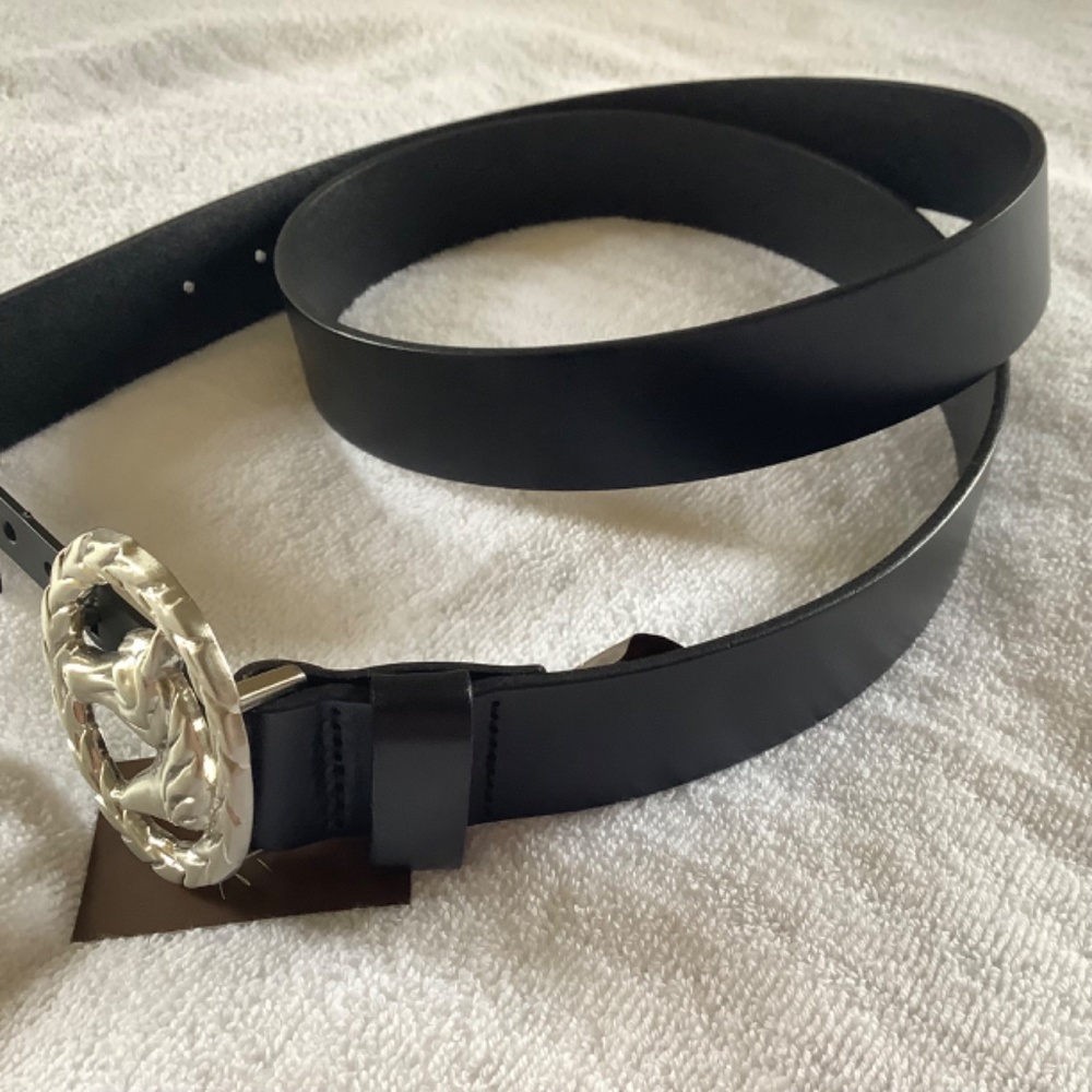 Patricia Nash Leather Morely Horse Buckle Belt Black SZ Large - Picture 6 of 8